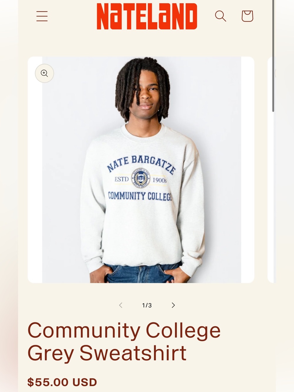 Nate Bargatze Community College Sweatshirt